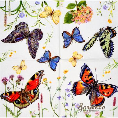 Serwetka decoupage firmy MAKI kolorowe motyle 33x33cm